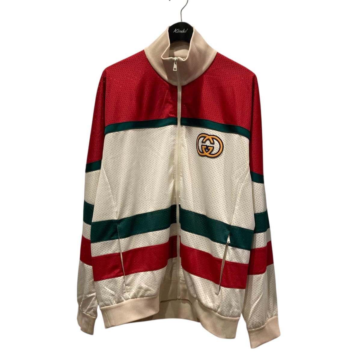 【中古】GUCCI メッシュジップジャケット 737369 象牙色×赤いこと×緑であること 大いさ：M 【260126】（グッチ） メンズファッション-コート・ジャケット