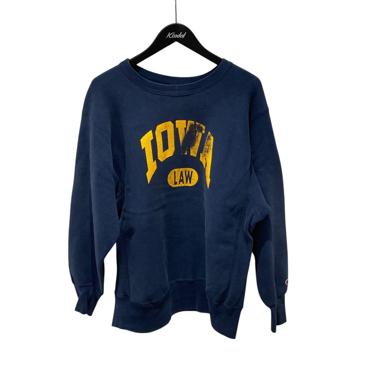 【中古】 Champion IOWA 90S USA製 LAW クルーネックスウェット ネイビー サイズ：L 【価格見直し】