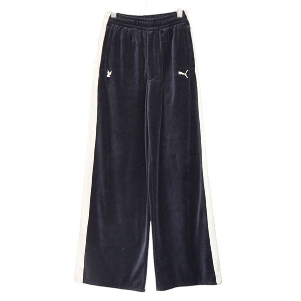 【中古】 PUMA×MASU　 2025AW　T7 ワイド トラック パンツ　ベロアトラックパンツ　636087 01 ネイビー×ホワイト サイズ：S 【270126】（プーマ×エムエーエスユー）