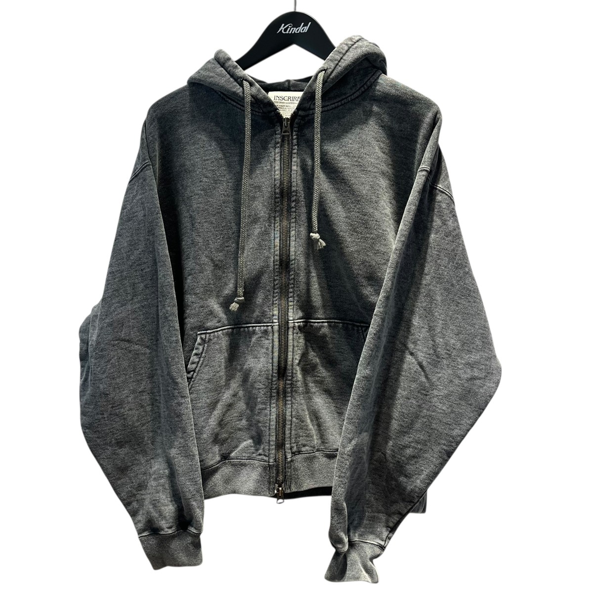 【中古】INSCRIRE Zip Bleach Sweat Parka ジップパーカー I24SS-BC79B 薄墨色 大きさ：M 【270126】（アンスクリア）