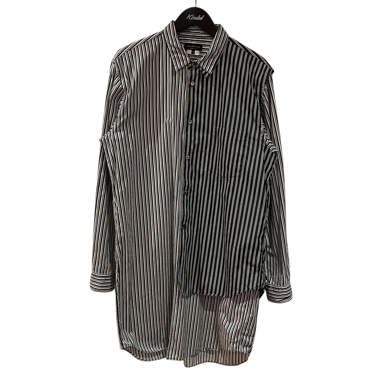 【中古】 COMME des GARCONS HOMME PLUS ストライプシャツ PD-B011 ブラック×ホワイト サイズ：L 【価格見直し】