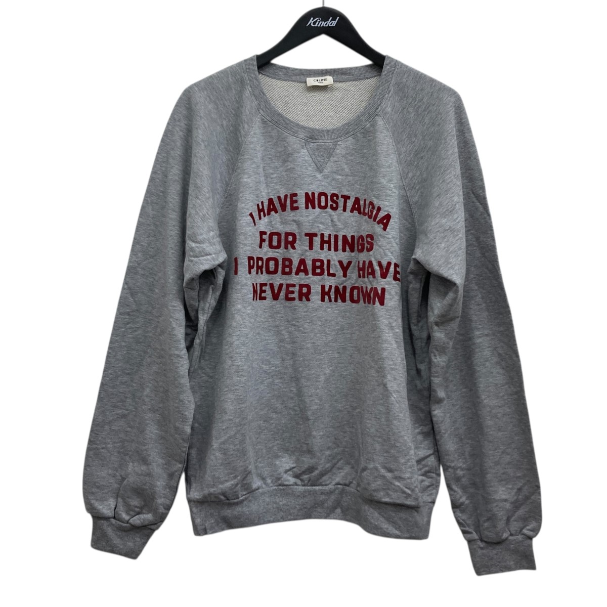 【中古】 CELINE　 DAVID KRAMER ラグランスウェット グレー×レッド サイズ：XL 【280126】（セリーヌ）