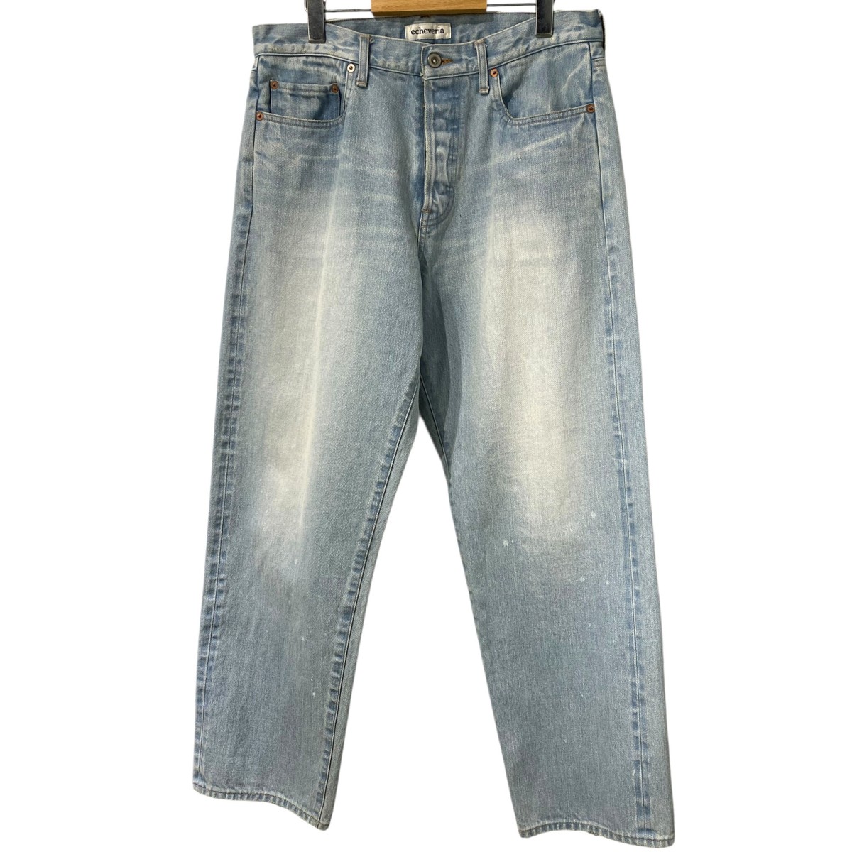【中古】 echeveria　 sun fade 5p denim pants USED加工ワイドデニムパンツ ライトインディゴ サイズ：2(84cm) 【280126】（エケベリア）