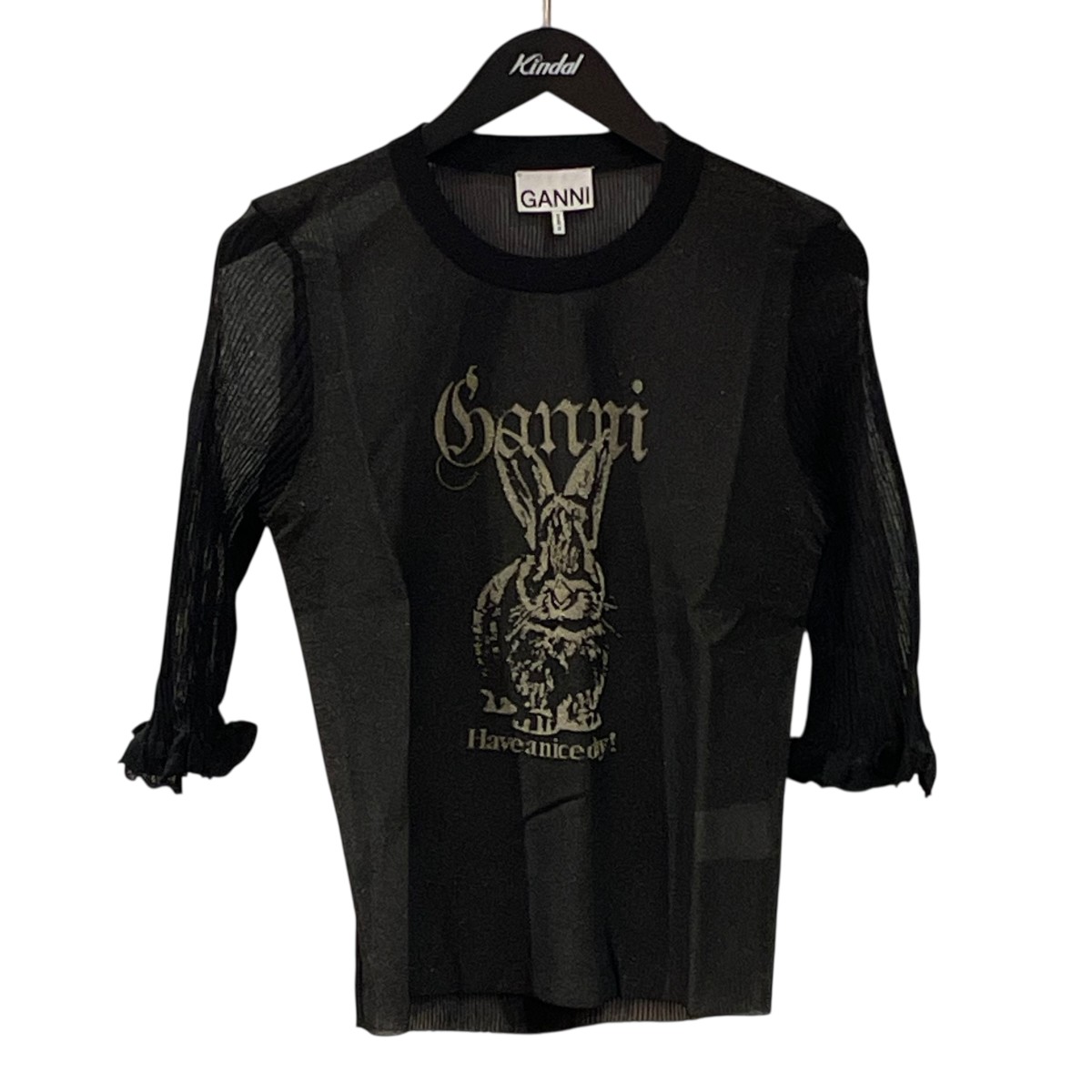 【中古】<br>Ganni<br>カットソー K2479 25SC2 ブラック サイズ：M<br>【価格見直し】