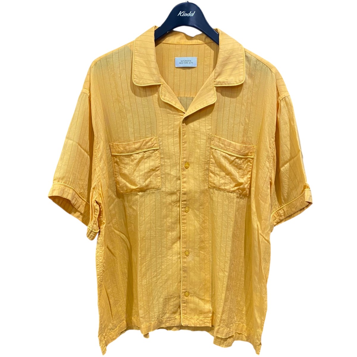 【中古】 Saturdays NYC ストライプ半袖開襟シャツ BBG-53050-B イエロー サイズ：XL 【価格見直し】