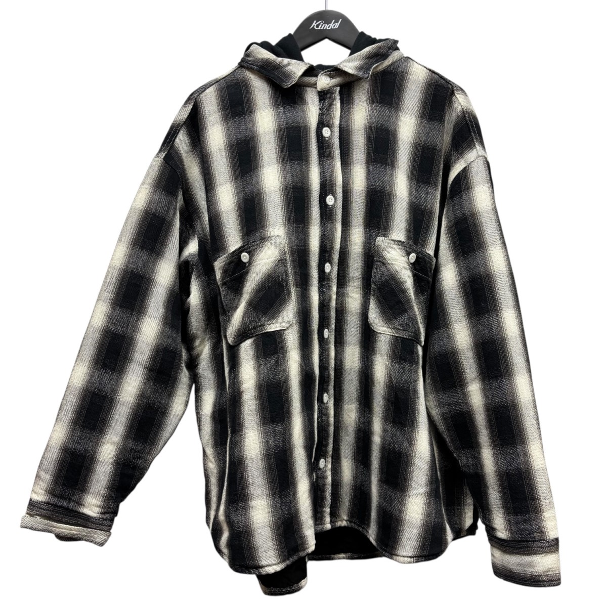 【中古】 SAINT MICHAEL　 チェックシャツパーカー SM-A23-0000-046 ホワイト×ブラック サイズ：XL 【290126】（セントマイケル）