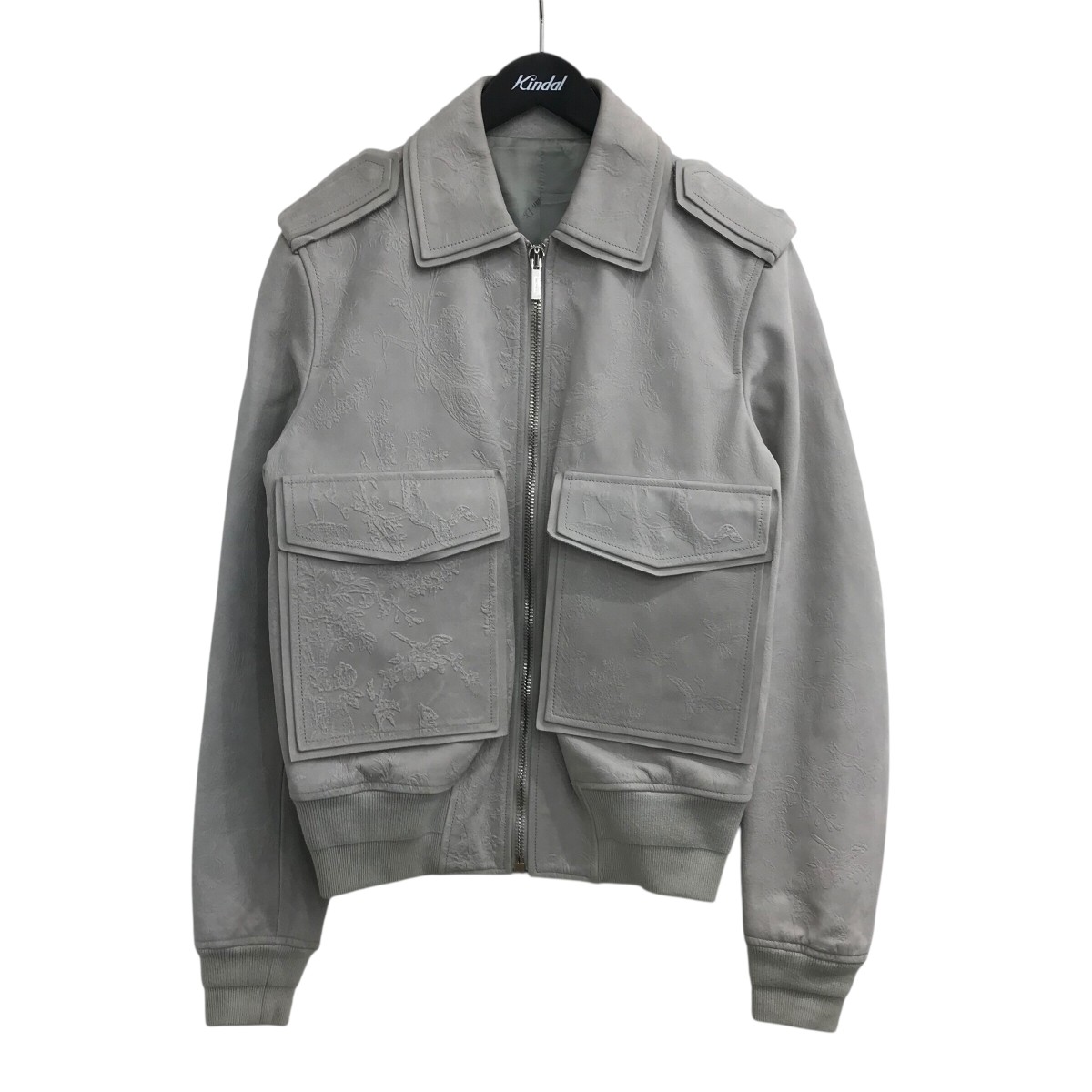 【中古】 DIOR フラワーエンボスレザージャケット 923L405A0371 グレー サイズ：48 【価格見直し】