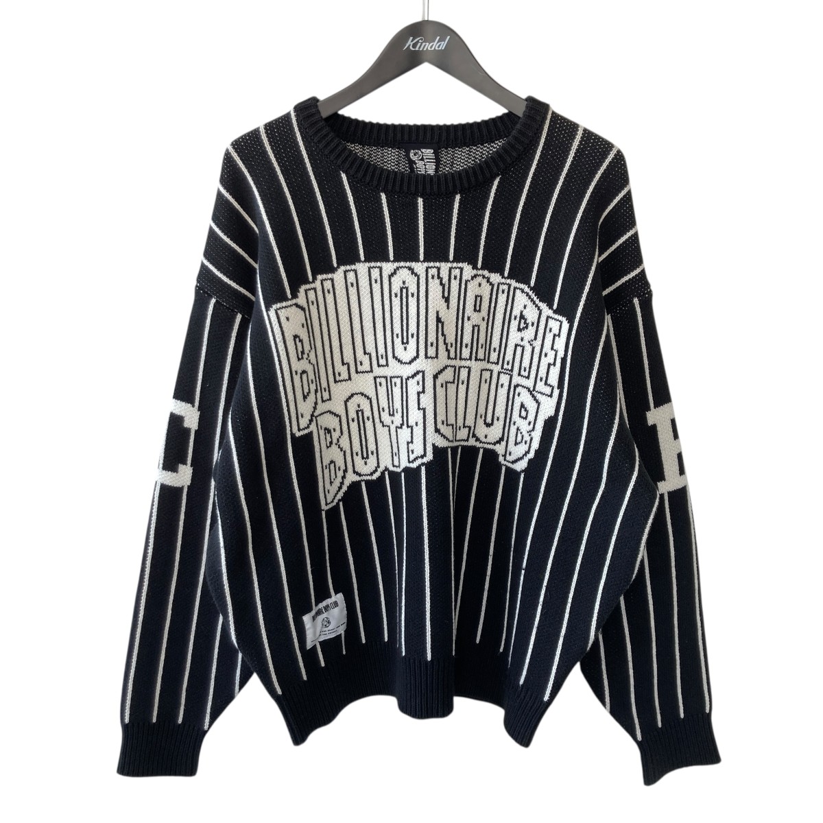【中古】BILLIONAIRE BOYS CLUB　STRIPE SWEATER BBC ストライプ ニットセーター BBCJP243K008 ブラック サイズ：L 【110726】（ビリオネアボーイズクラブ）｜ブランド古着のカインドオル