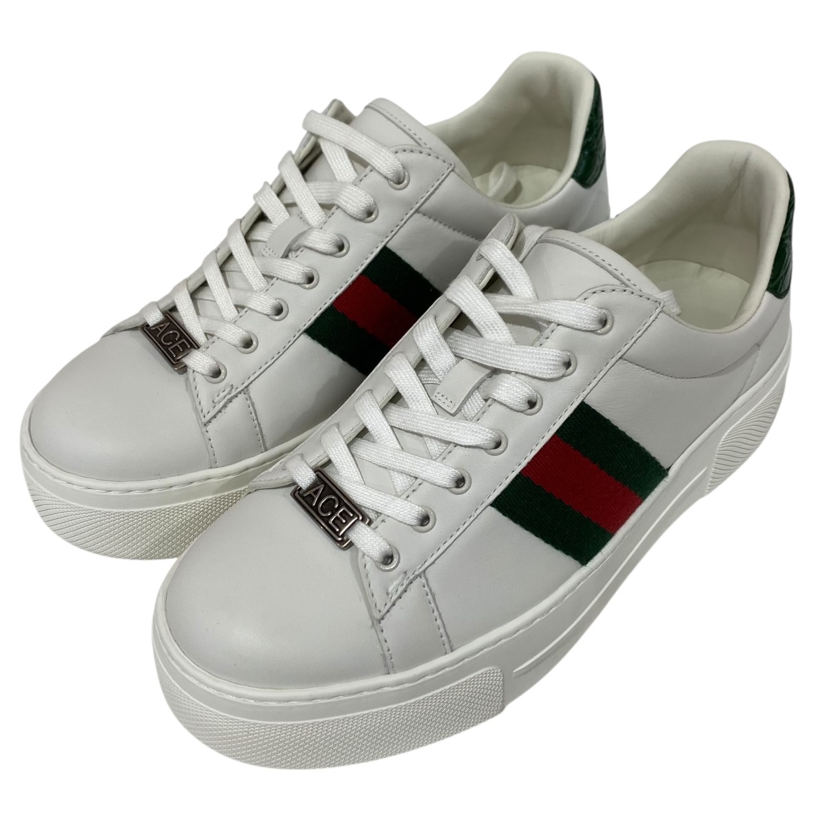 【中古】 GUCCI　 シェリーラインスニーカー 721399 ホワイト サイズ：37 1/2 【290126】（グッチ）