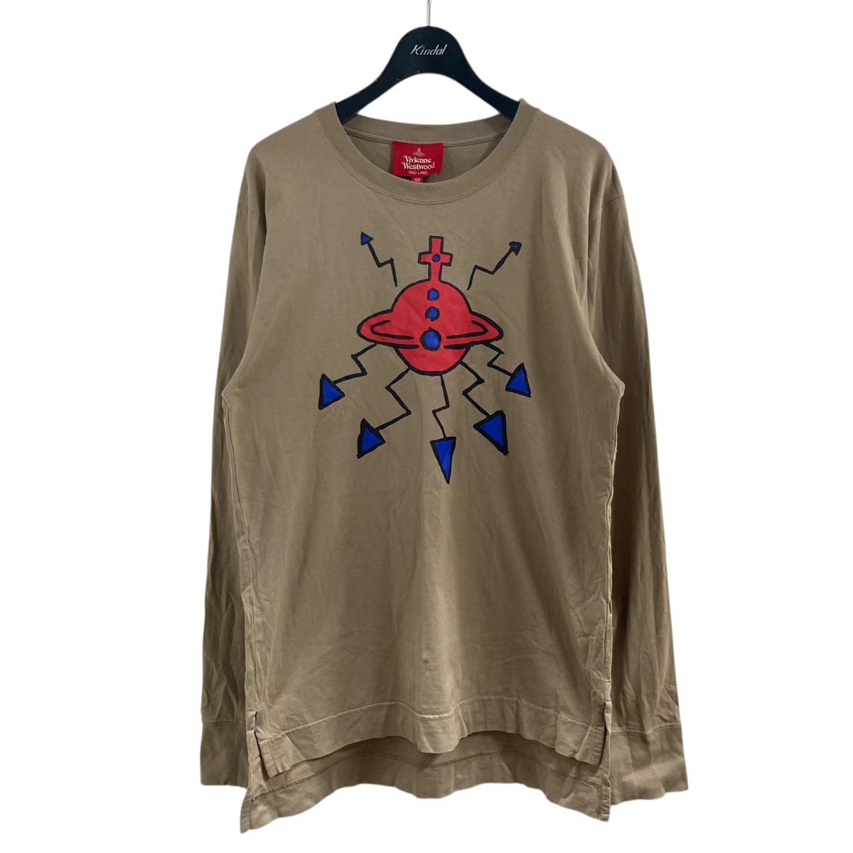 【中古】 Vivienne Westwood RED LABEL　 ローブプリントロングスリーブTシャツ ベージュ サイズ：02 【300126】（ヴィヴィアンウエストウッドレッドレーベル）
