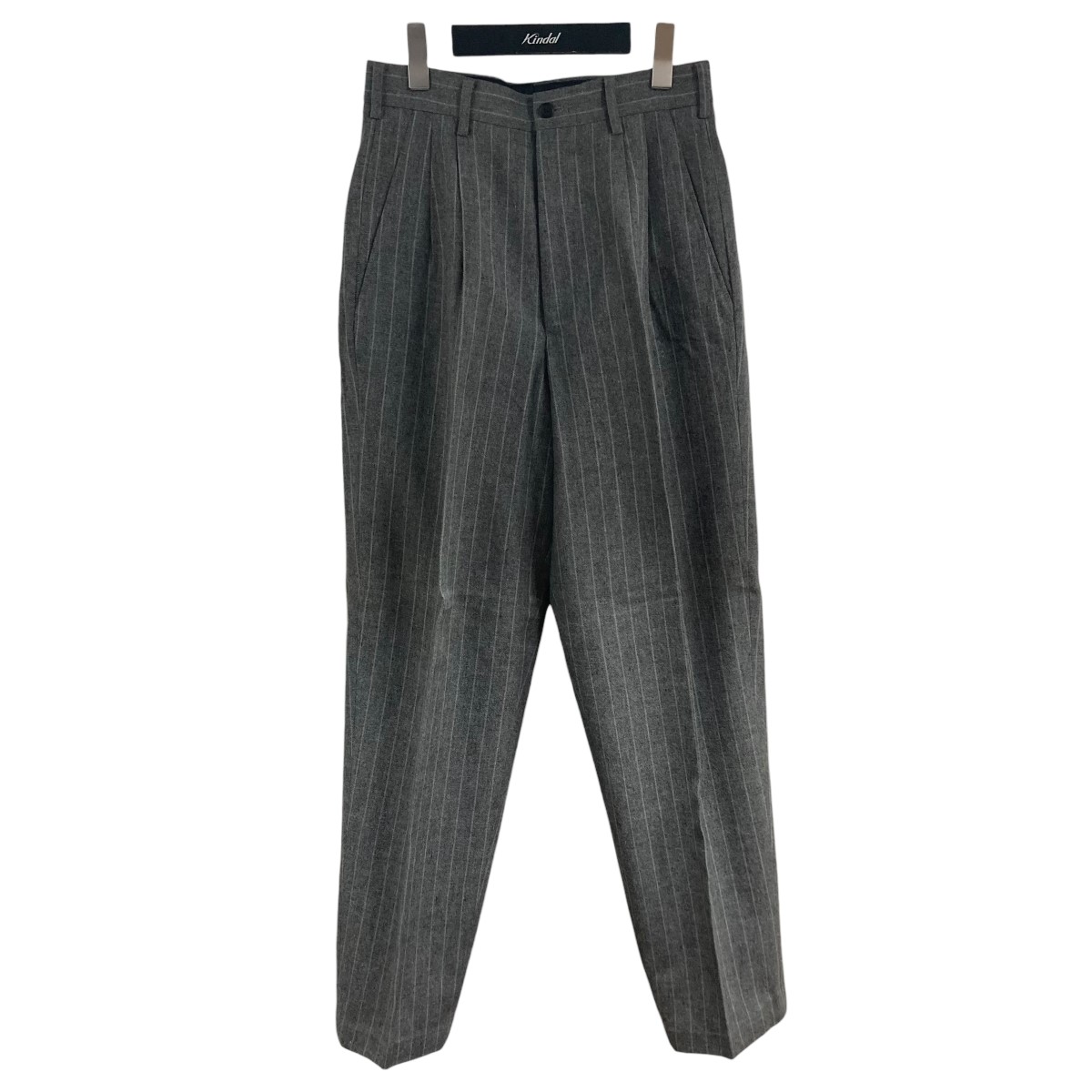 【中古】Yohji Yamamoto pour homme　ストライプウールスラックス グレー サイズ：3 【300126】（ヨウジヤマモトプールオム）｜ブランド古着のカインドオル