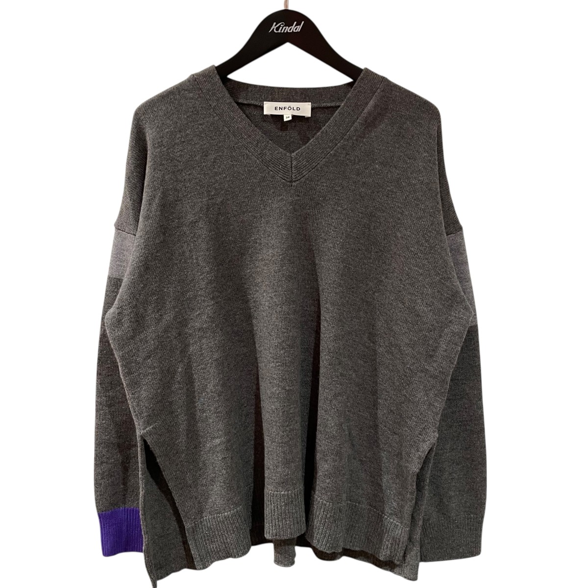 【中古】 ENFOLD　 V-NECK COLOR-BLOCK PULLOVER ニット 300IS270-2691 グレー サイズ：38 【300126】（エンフォルド） 10,256円