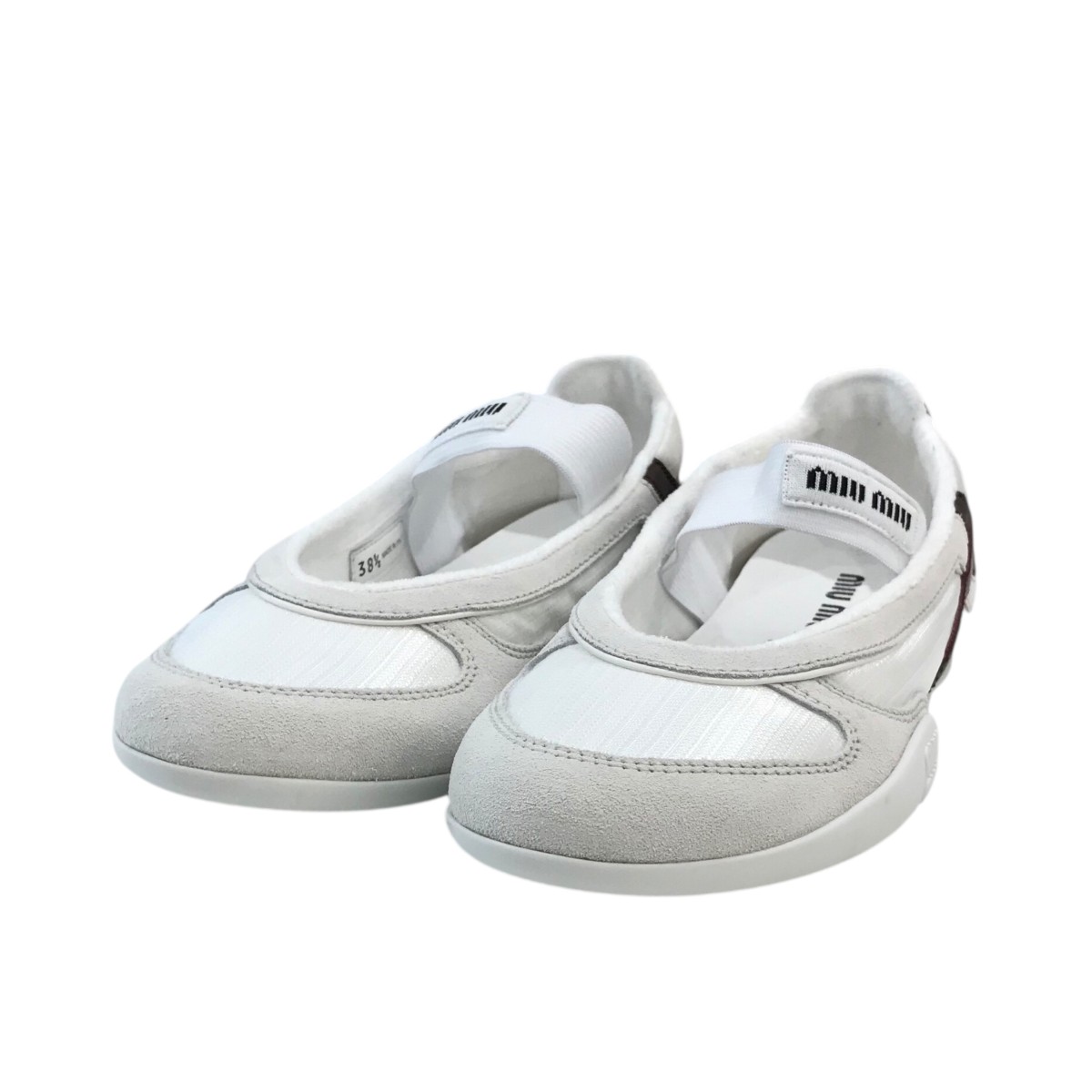 【中古】 MIU MIU バレリーナシューズスニーカー 5F427E ホワイト サイズ：38.5 【価格見直し】