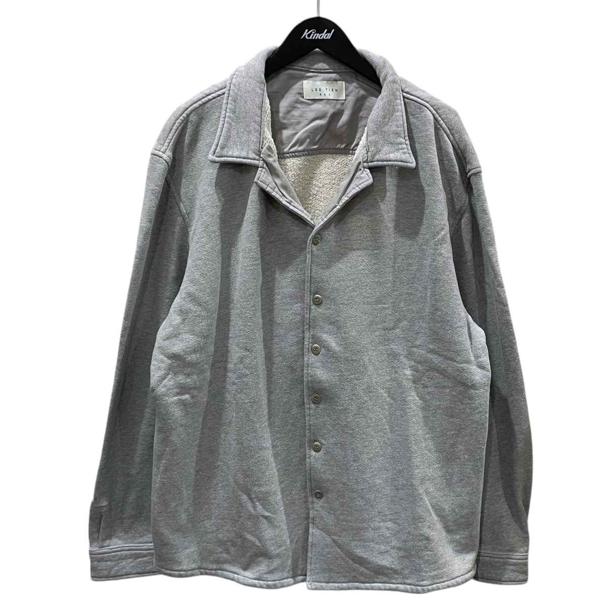 【中古】 LES TIEN×RHC Ron Herman 24AW スウェットジャケット Sweat Button Shirt スウェットボタンシャツ グレー サイズ：XL 【価格見直し】