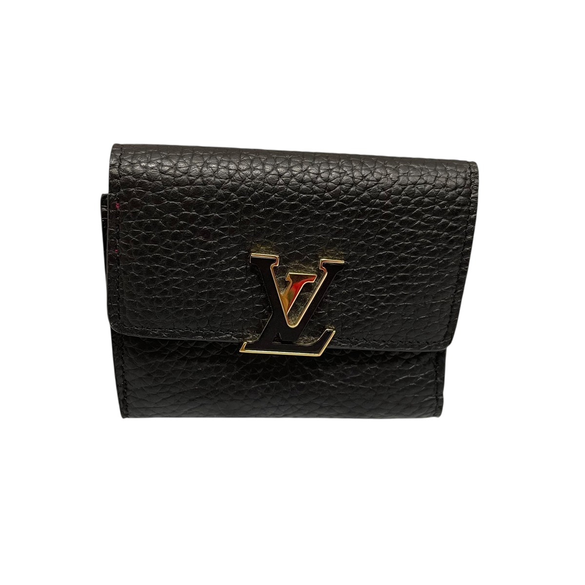 【中古】\u003cBR\u003eLOUIS VUITTON\u003cBR\u003eポルトフォイユ・カプシーヌ  三つ折り紙入れ M68587 黒いこと×サクラ色\u003cBR\u003e【必要経費思いかえす】
