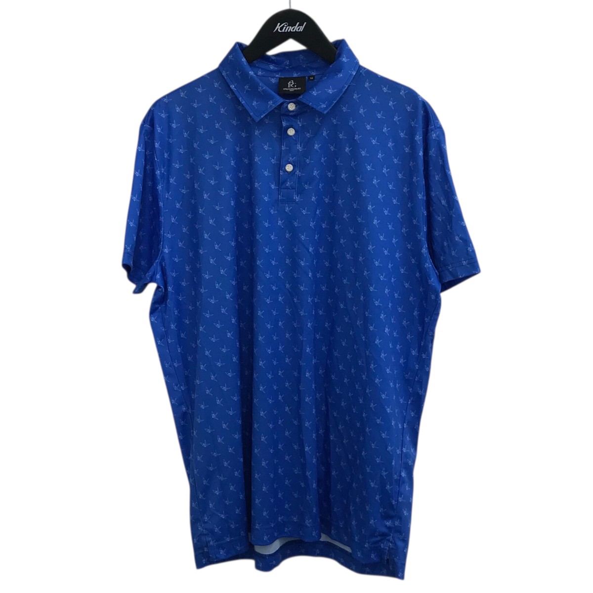 【中古】 1piu1uguale3 折り鶴柄シャツ GRT020 ブルー×ホワイト サイズ：VI 【価格見直し】