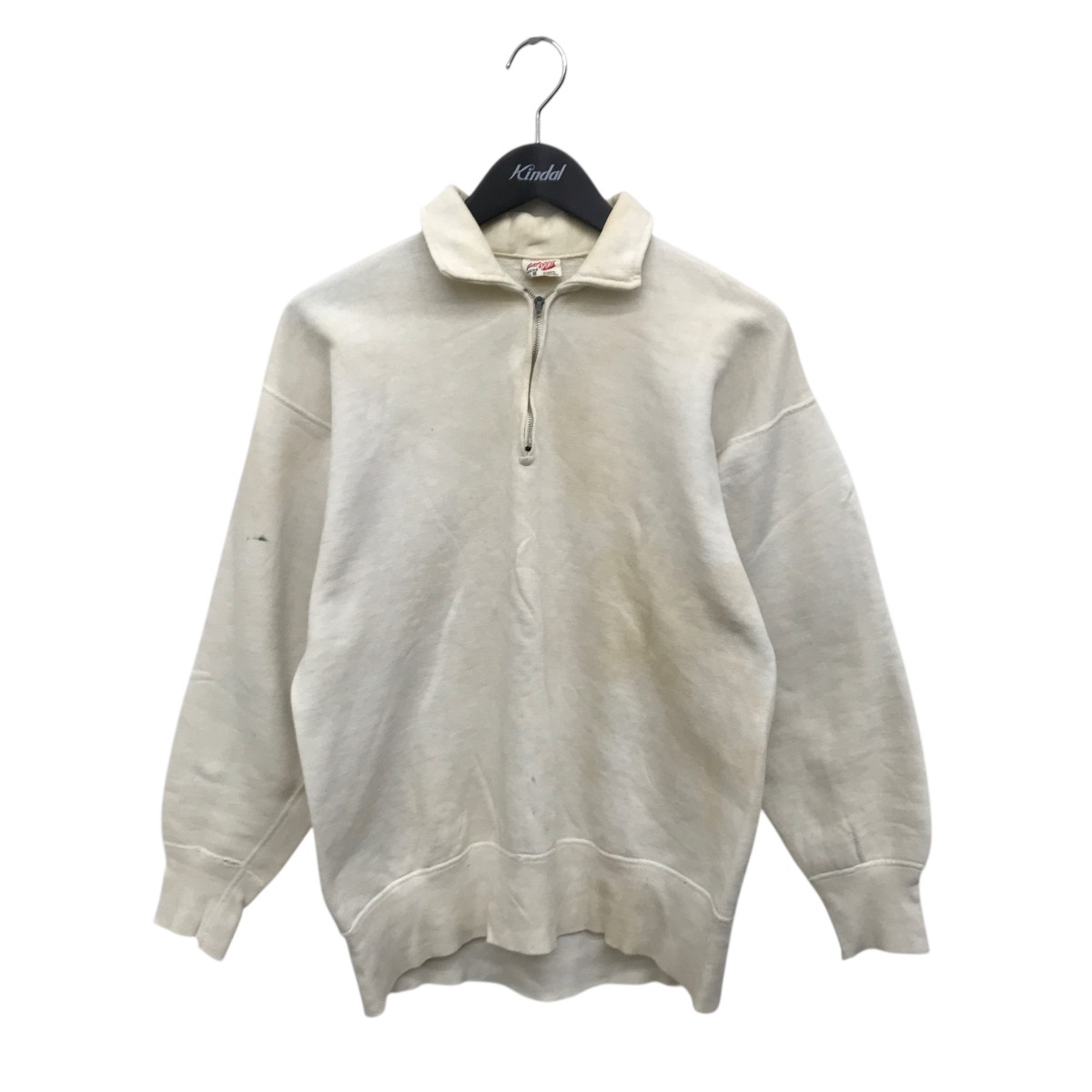 【中古】Hanes 60s ヴィンテージ ハーフジップスウェット 白いこと 大きさ：L 【010226】（ヘインズ）