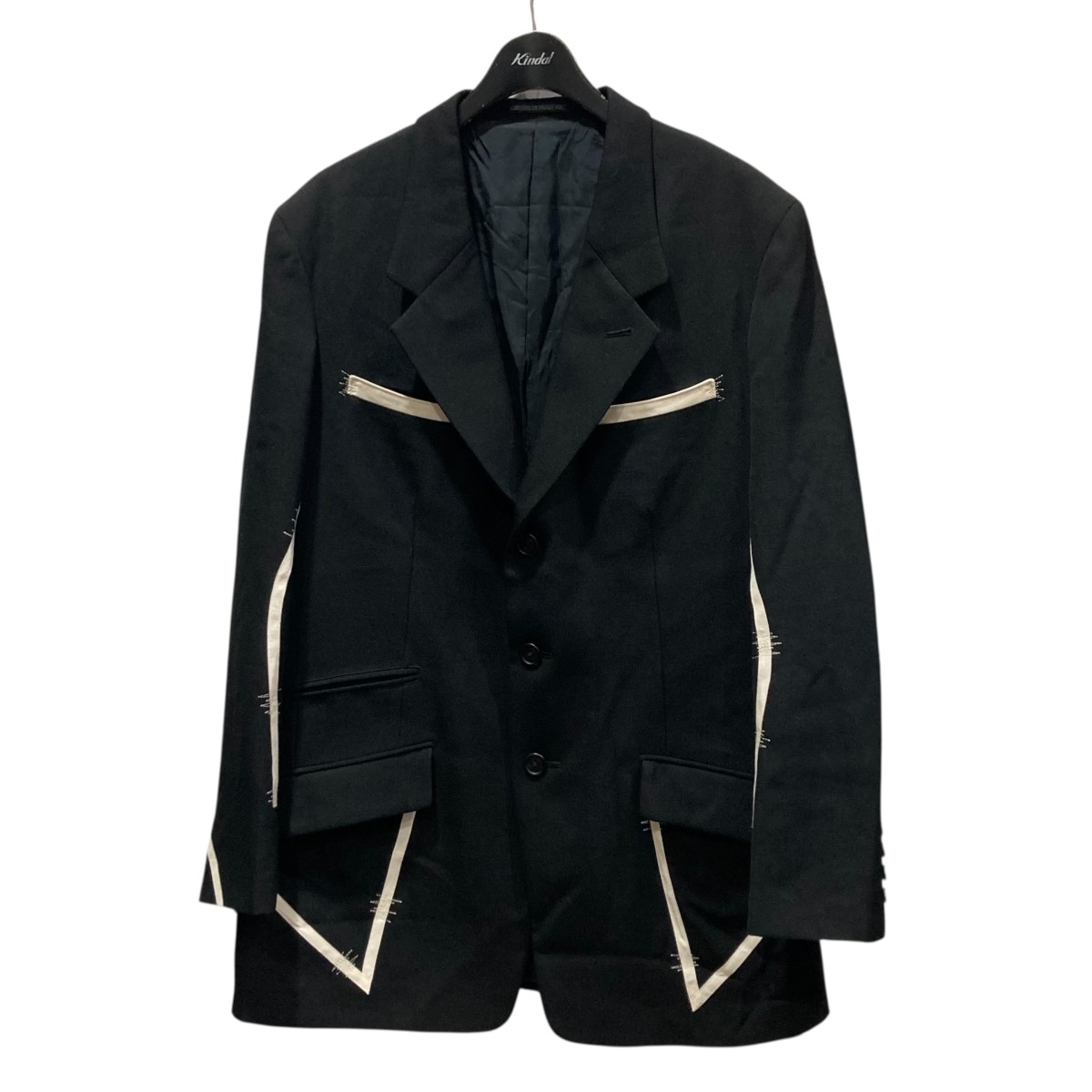 【中古】 Yohji Yamamoto pour homme　 23AW ジグSTTP付3BSJ テーラードジャケット HJ-J34-120 ブラック サイズ：3 【010226】（ヨウジヤマモトプールオム）