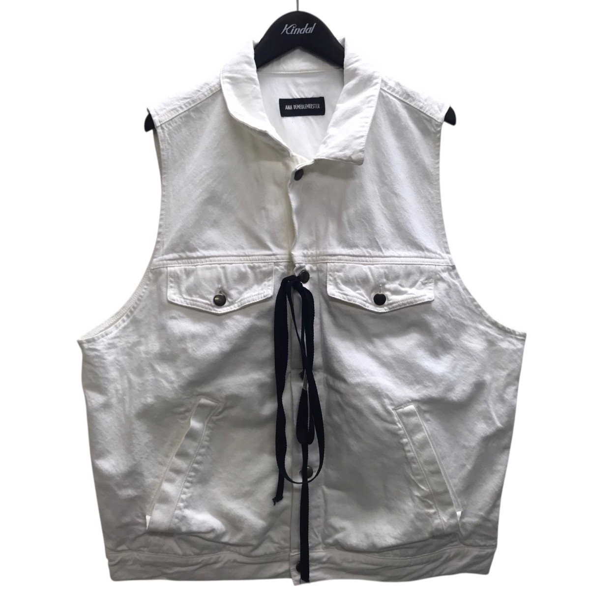 【中古】 ANN DEMEULEMEESTER　 デニムノースリーブベスト ホワイト サイズ：50 【020226】（アンドゥムルメステール）