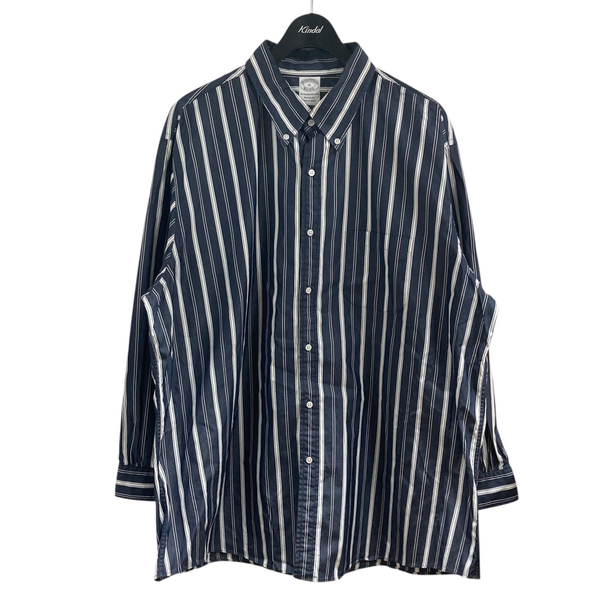 【中古】 6(ROKU) BEAUTY＆YOUTH×BROOKS BROTHERS ストライプシャツ ネイビー×ホワイト サイズ：XL 【価格見直し】