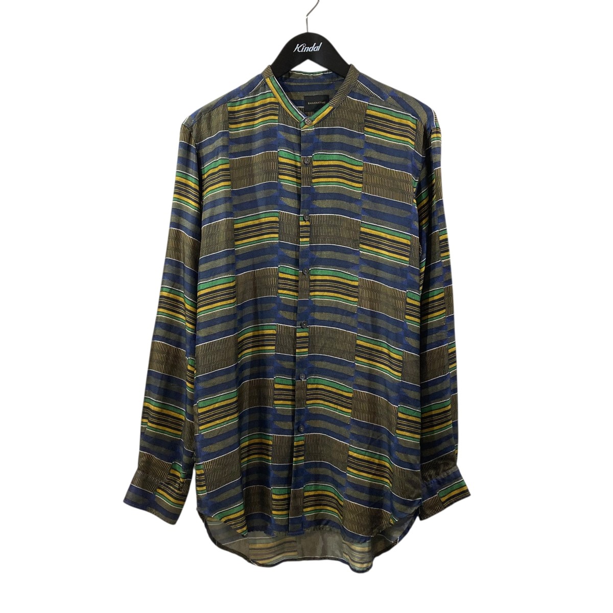 【中古】 BANANATIME シルクシャツ ブルー×イエロー サイズ：XS 【価格見直し】