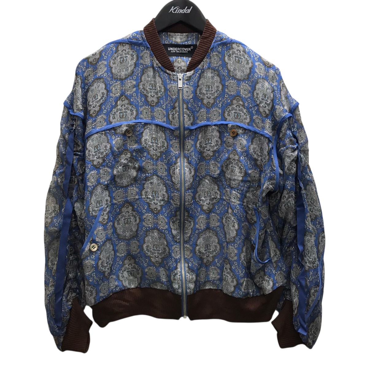 【中古】\u003cBR\u003eUNDERCOVER\u003cBR\u003e総柄ボンバージャケット 青色×赤銅色 大いさ：2\u003cBR\u003e【必要経費思いなおす】 コート・ジャケット-レディースファッション