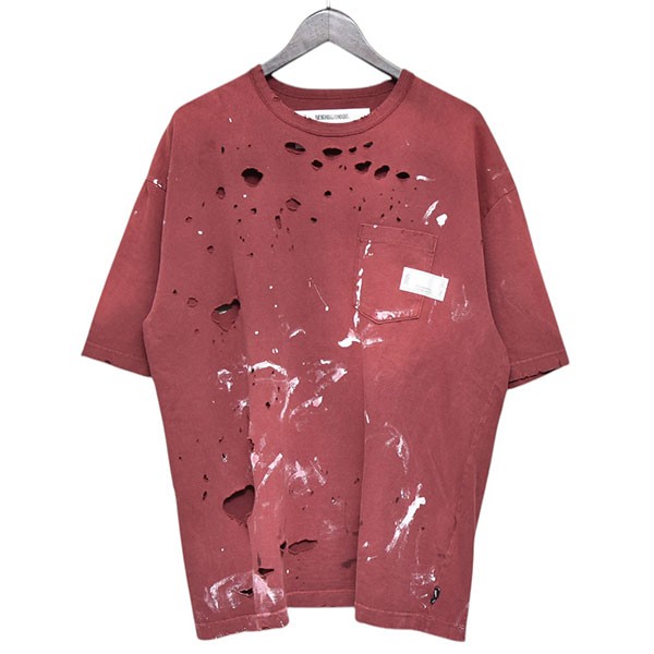 【中古】NEIGHBORHOOD 2025SS SAVAGE CREWNECK-P SS ダメージ加工クルーネックTシャツ 251OKM-1-CSM04 レッド サイズ：L 【020226】（ネイバーフッド）