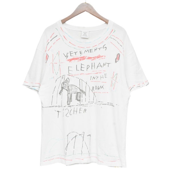 【中古】 VETEMENTS　 2018AW　ELEPHANT IN THE ROOM TEE　プリントTシャツ　UAH19TR310 ホワイト サイズ：S 【020226】（ヴェトモン）