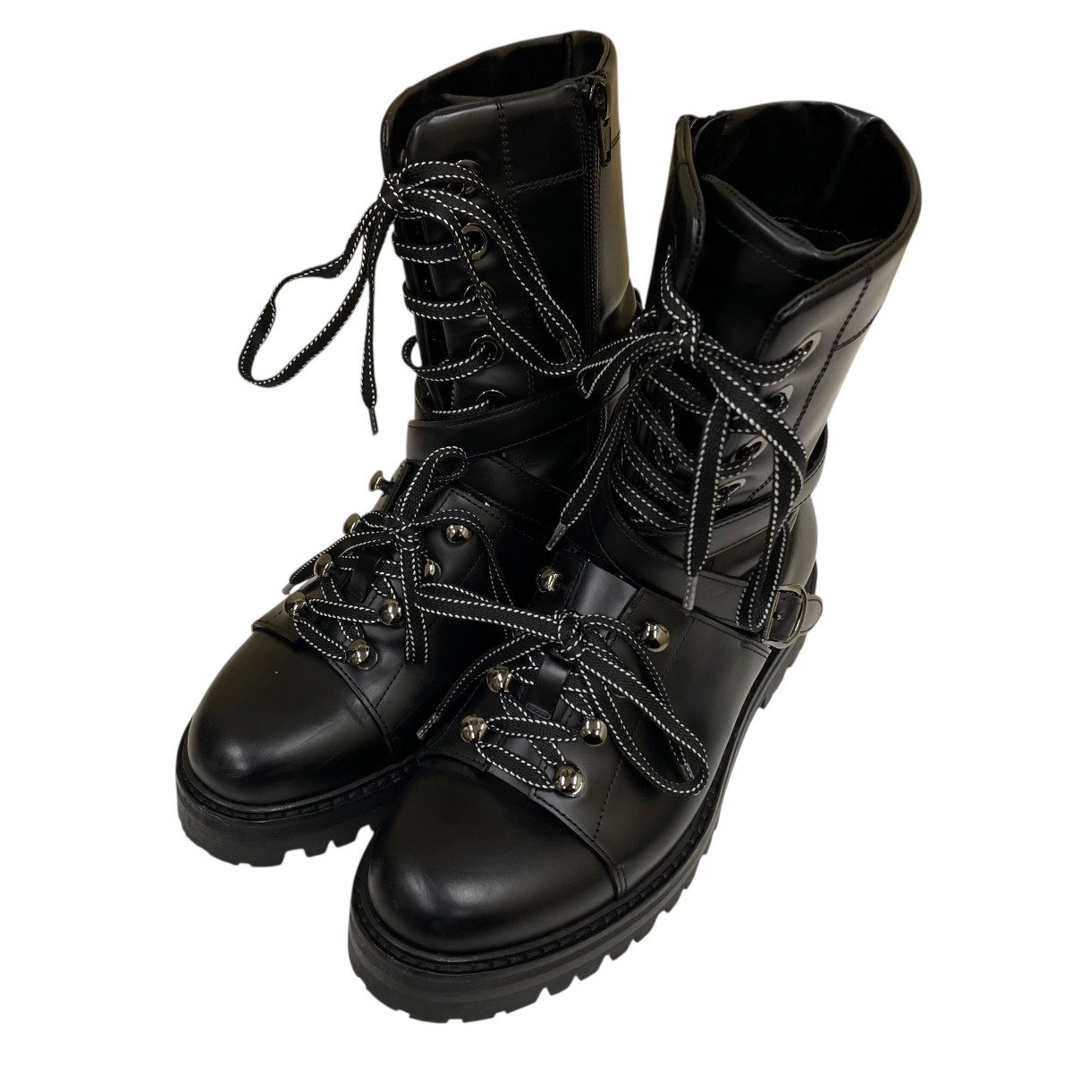 【中古】 VALENTINO　 レースアップブーツ ブラック サイズ：37 【020226】（ヴァレンチノ）