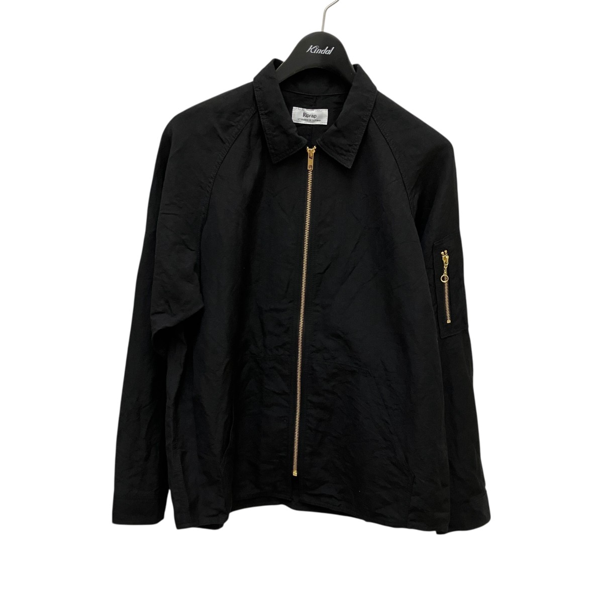 【中古】riprap WEARY JKT(WOOL LINEN WEATHER) リネン混ジップジャケット 黒いこと 大いさ：FREE 【030226】（下唇一回り） コート・ジャケット-メンズファッション