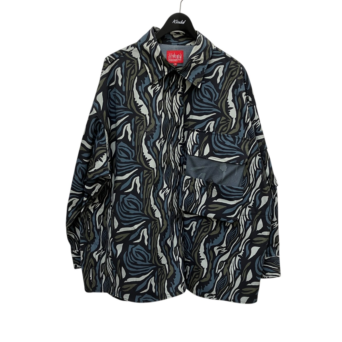 【中古】 Manhattan Portage　 オーバーサイズナイロンジャケット 23SS-MP-M513 ネイビー×ブラック サイズ：M 【030226】（マンハッタンポーテージ）