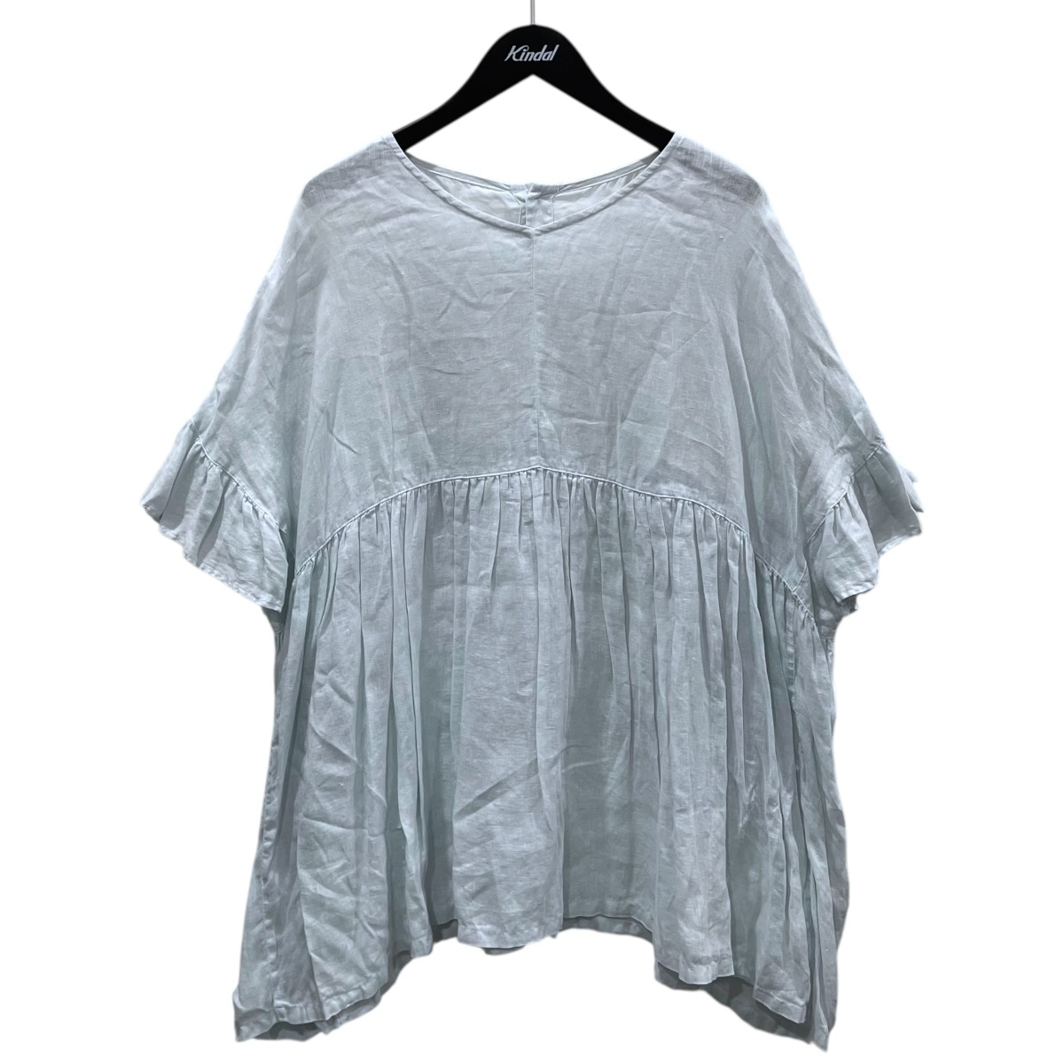 【中古】 nest Robe 2WAY リネンフリルスリーブ チュニックブラウス 01212-1187 ライトブルー サイズ：フリーサイズ 【価格見直し】