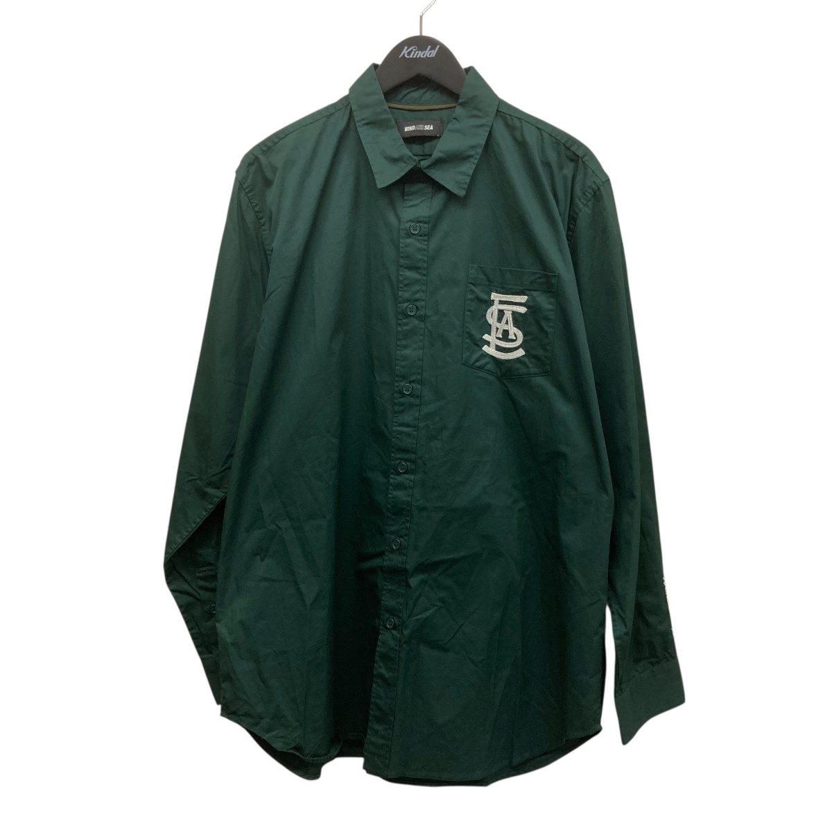 【中古】<br>WIND AND SEA<br>刺しゅうシャツ WDS-O-ATT-24-Q2-SH-01 グリーン サイズ：XL<br>【価格見直し】