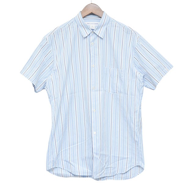 【中古】 COMME des GARCONS SHIRT　 FOREVER 半袖ストライプシャツ　FZ-B075 ブルー×ホワイト サイズ：M 【030226】（コムデギャルソンシャツ）