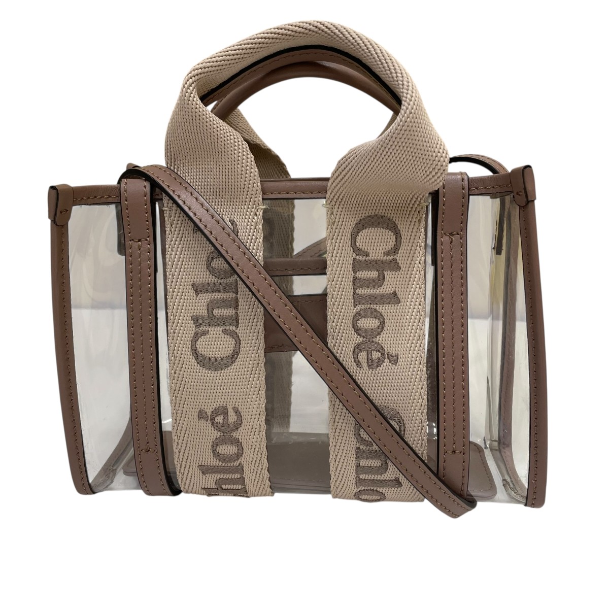 【中古】ChloeWoody クリアショルダーバッグ ピンク【価格見直し】|ブランド古着のカインドオル