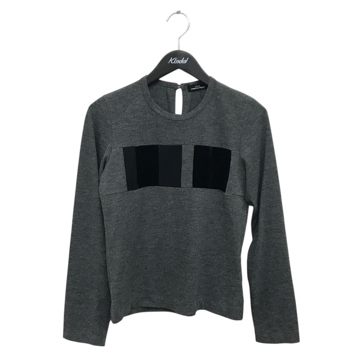 【中古】 tricot COMME des GARCONS　 ベロアパッチカットソー TD-T028 グレー×ブラック 【040226】（トリココムデギャルソン）