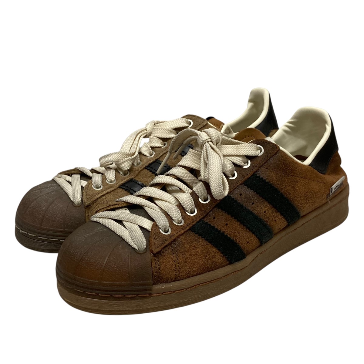 【中古】 adidas×Song for the Mute adidas SUPERSTAR 82 SFTM SUPPLIER COLOR CORE BLACK CREAM WHITE USED加工ローカットスニーカー JR8043 ブラウン サイズ：26.0cm 【価格見直し】