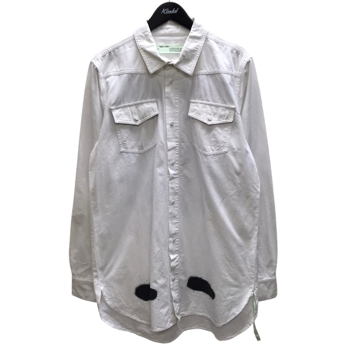 【中古】 OFFWHITE　 バックプリント長袖シャツ ホワイト サイズ：L 【050226】（オフホワイト）
