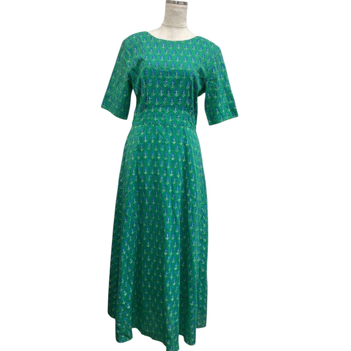【中古】 ne quittez pas　 Cotton Voile Small Flower Print Flare Dress ワンピース グリーン サイズ：M 【050226】（ヌキテパ）