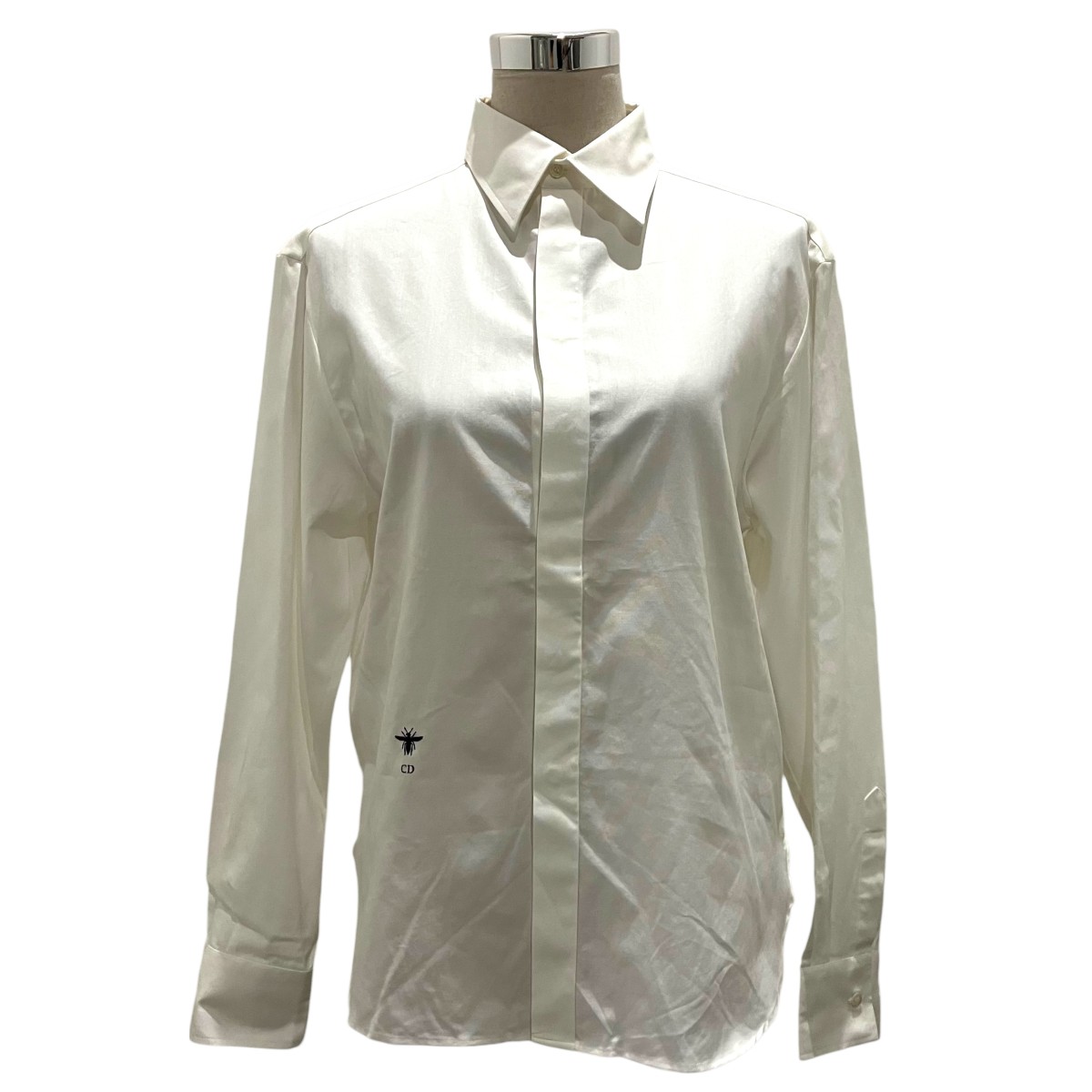 【中古】Christian DiorBEE刺繍シャツ 911B29A3010 ホワイト サイズ：40【価格見直し】｜ブランド古着のカインドオル