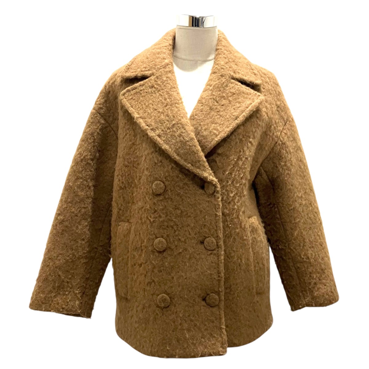 【中古】 sheller　 【Handmade stitch wool jacket coat】 ダブルコート SL114041007 ブラウン サイズ：Free 【050226】（シェリエ）