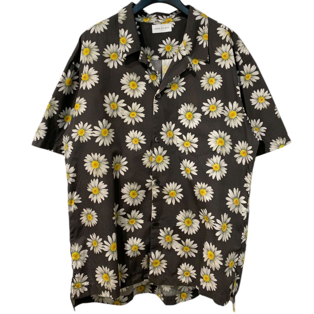 【中古】JOHN ELLIOTT 20SS Daisy Bowling Shirt有名人着フラワープリント半袖ボーリングシャツ グレー サイズ：3 【040226】（ジョンエリオット）