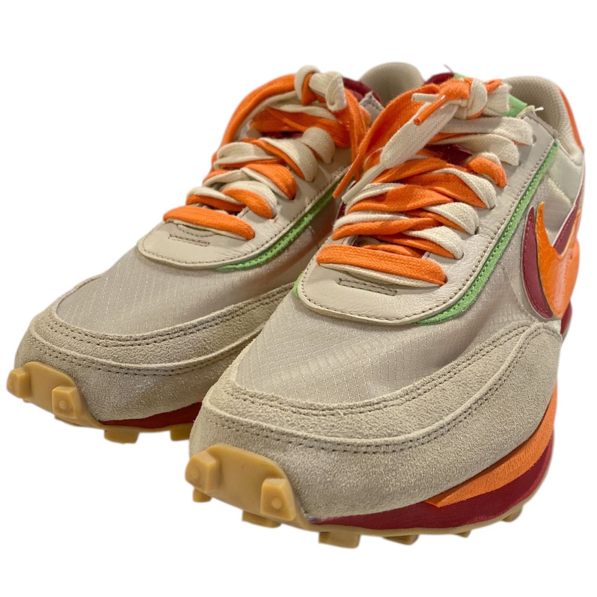 【中古】 CLOT×Sacai×NIKE　 LD WAFFLE Orange Blazeワッフルスニーカー靴 DH1347-100 ベージュ×オレンジ サイズ：US9(27cm) 【040226】（クロット×サカイ×ナイキ）