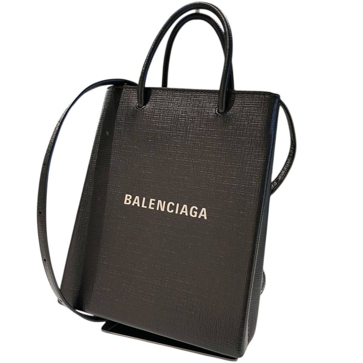 【中古】 BALENCIAGA Large Shopping Bagロゴミニショッピングバッグ 693805 ブラック サイズ:タテ21cm×ヨコ17cm×マチ5.5cm 【040226】(バレンシアガ)