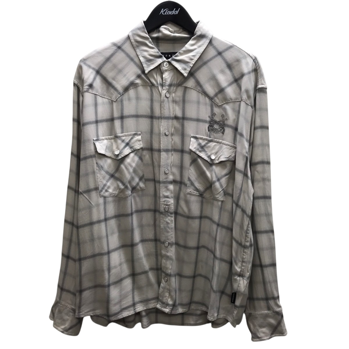 【中古】 roarguns　 OMBRE CHECK SHIRT 25SGS-03 ベージュ×グレー 【060226】（ロアーガンズ）