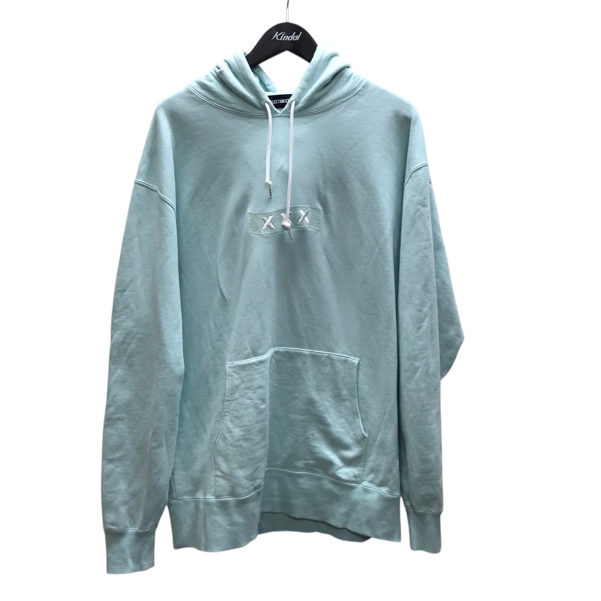 【中古】GOD SELECTION XXXロゴ刺繍パーカー ライトグリーン サイズ：XL【価格見直し】｜ブランド古着のカインドオル