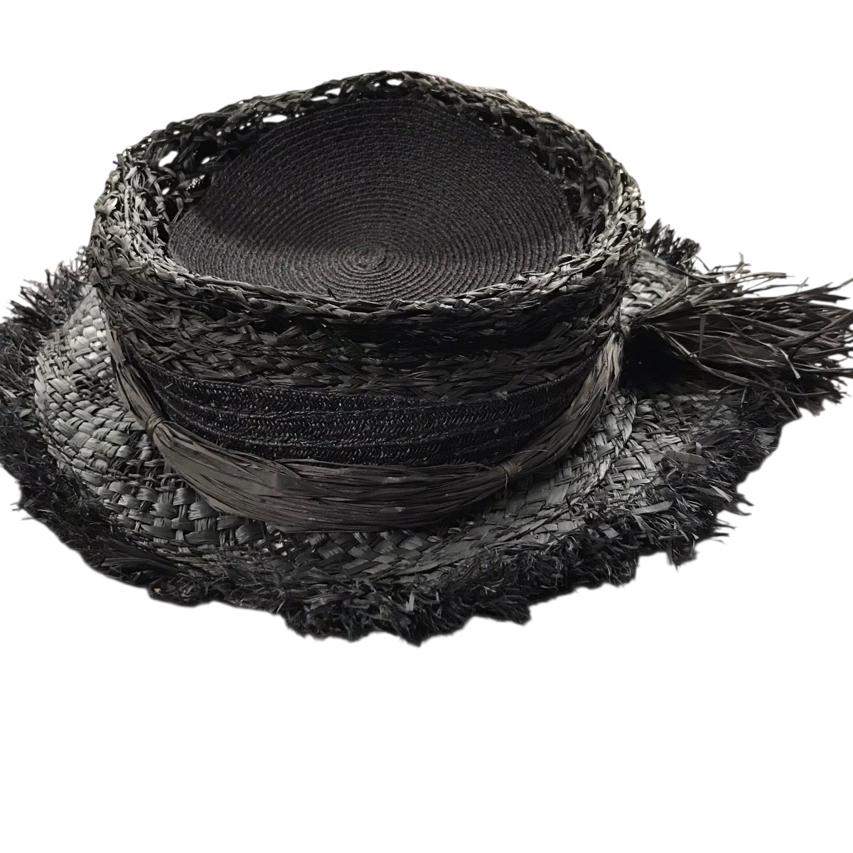 【中古】 Christian Dior　 ラフィア ロゴ ハット ブラック サイズ：- 【060226】（クリスチャンディオール）