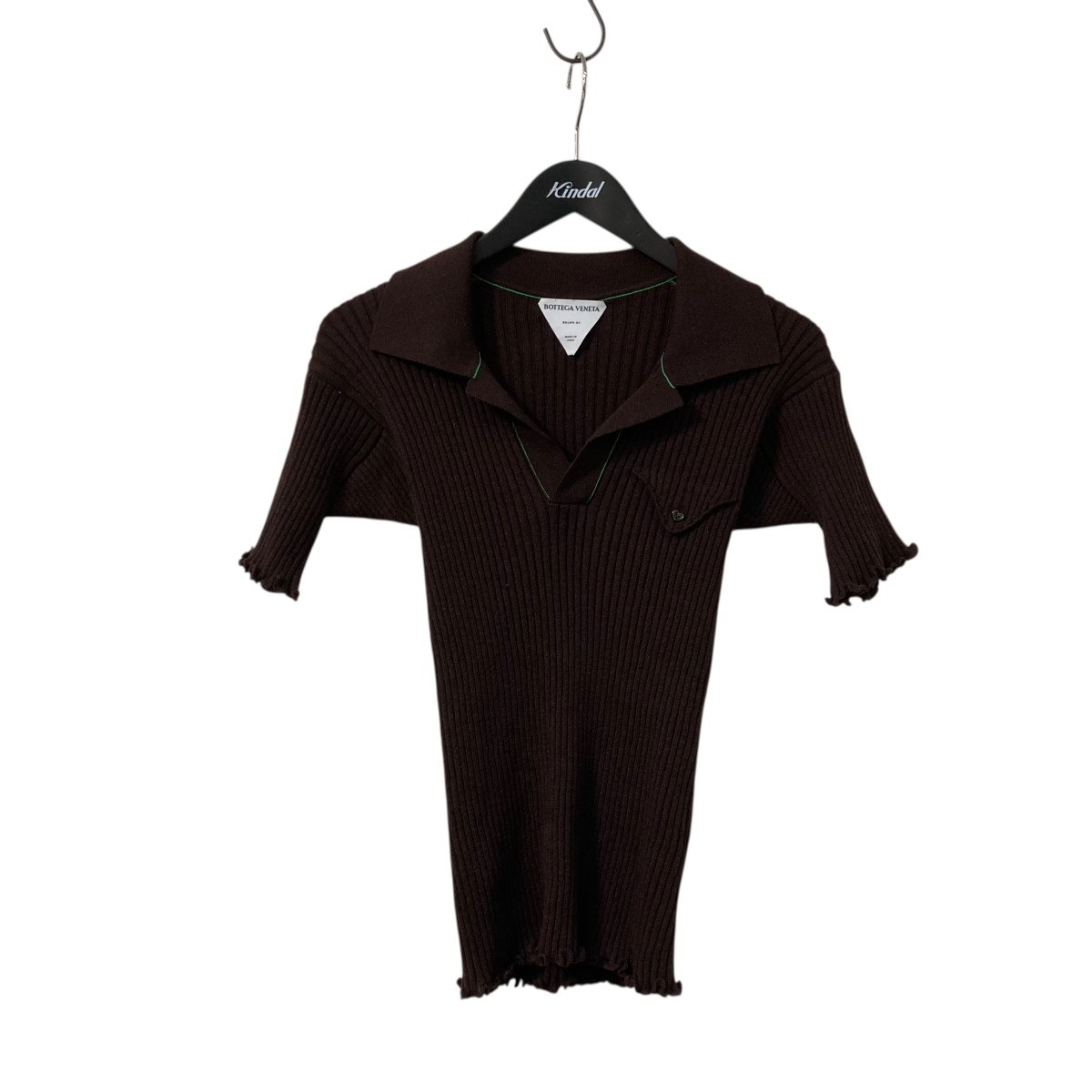 【中古】 BOTTEGA VENETA　 リブ編みスキッパーニット 654522 V0QZ0 ブラウン サイズ：XS 【060226】（ボッテガヴェネタ）