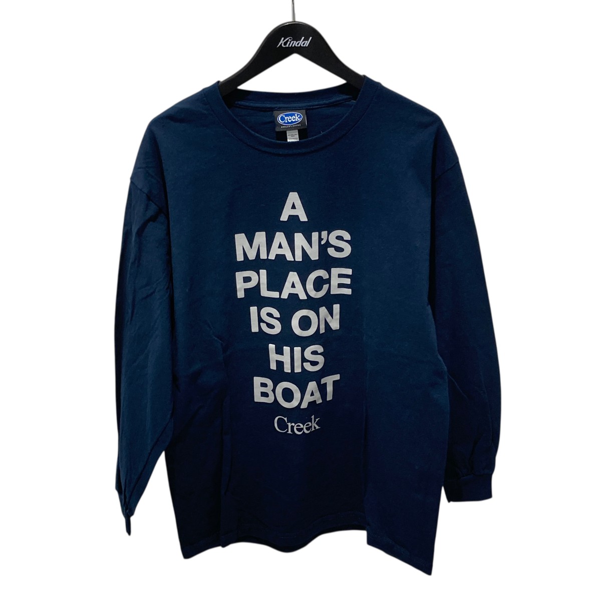 【中古】 CREEK　 A MANS PLACE IS ON ロングスリーブTシャツ ネイビー サイズ：L 【060226】（クリーク）