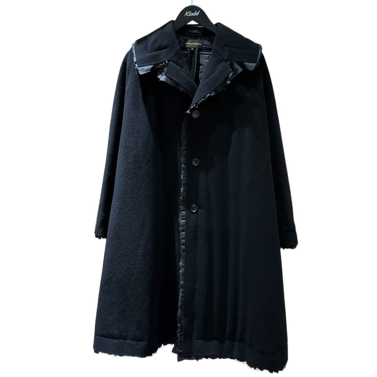 【中古】 COMME des GARCONS　 AD2018 フリルデザイン中綿コート GB-C004 ブラック サイズ：S 【060226】（コムデギャルソン）